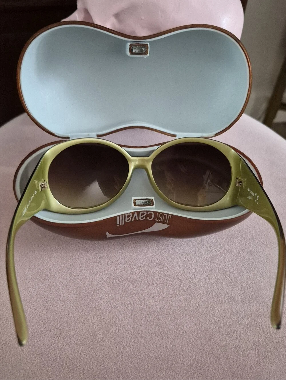 Rare Vintage Y2K Just Cavalli Olive Gold Oversized Sunglasses